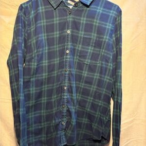 J. Crew Navy and Teal Checkered Shirt
